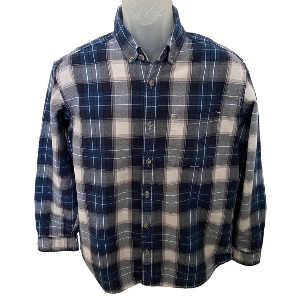 Eddie BAUER Blue Plaid Relaxed Fit Long Sleeve Button Down Shirt Men M Medium